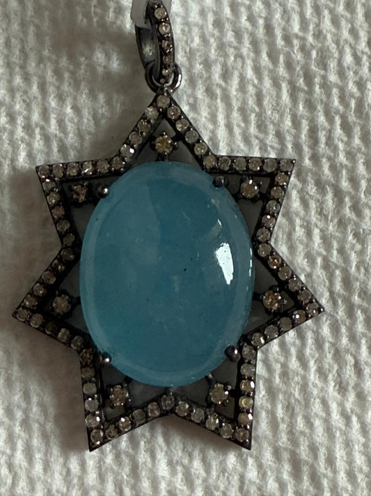 Aquamarine Diamond Pendant