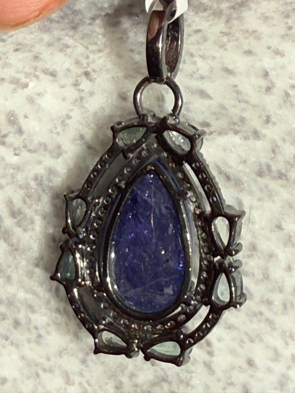 Tanzanite Emerald Diamond Pendant