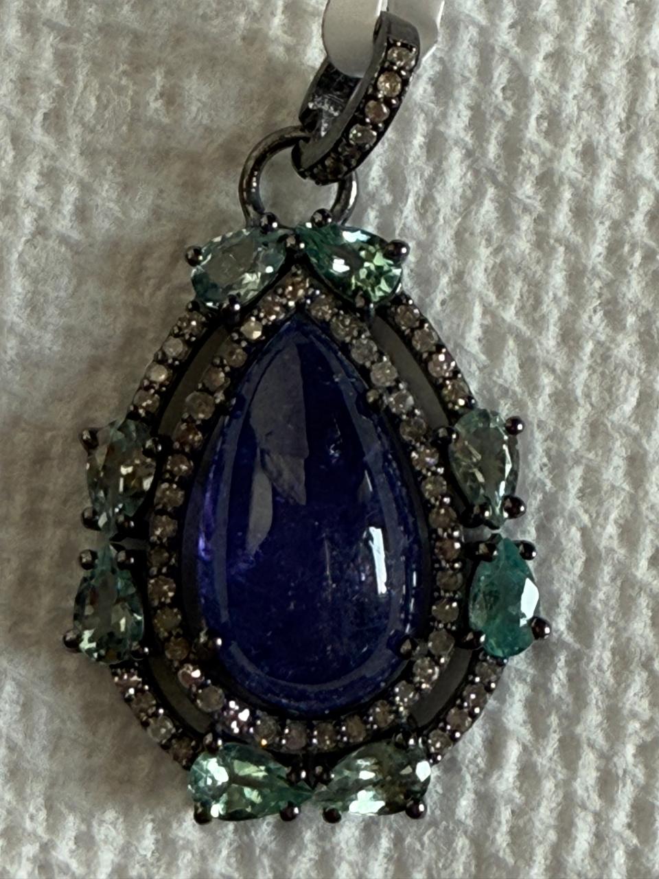 Tanzanite Emerald Diamond Pendant