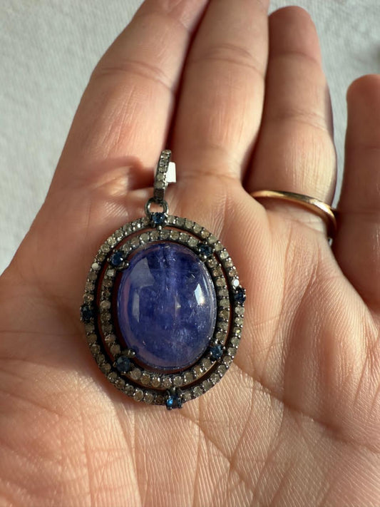 Tanzanite Sapphire Diamond Pendant