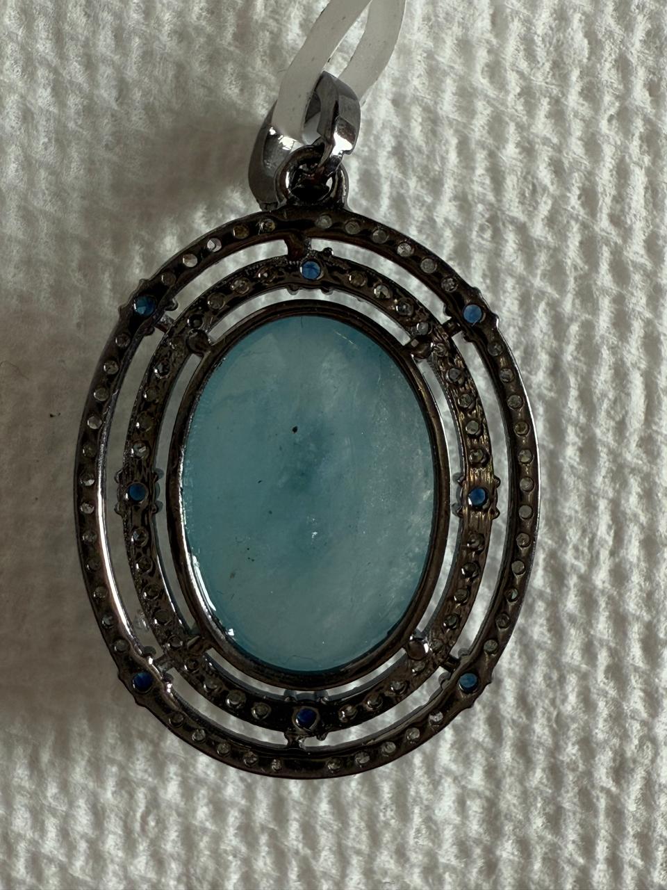 Aquamarine Sapphire Diamond Pendant
