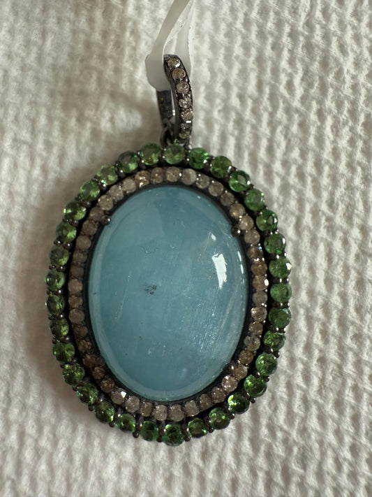 Moss Aqua Diamond Pendant