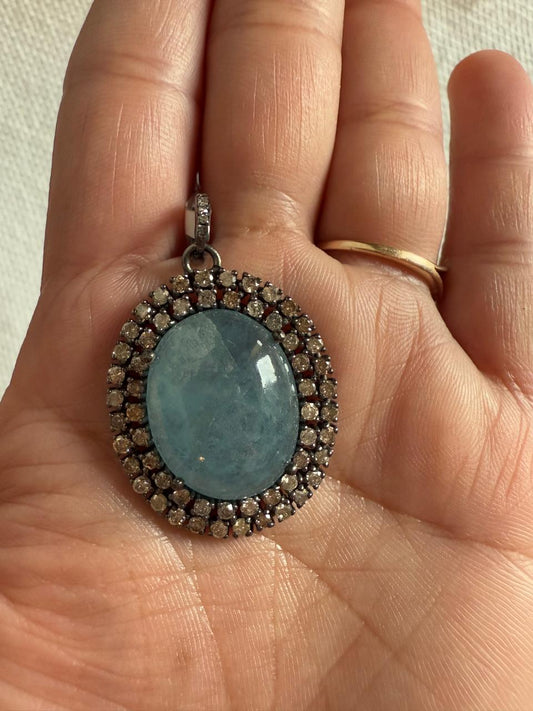 Aquamarine Diamond Pendant