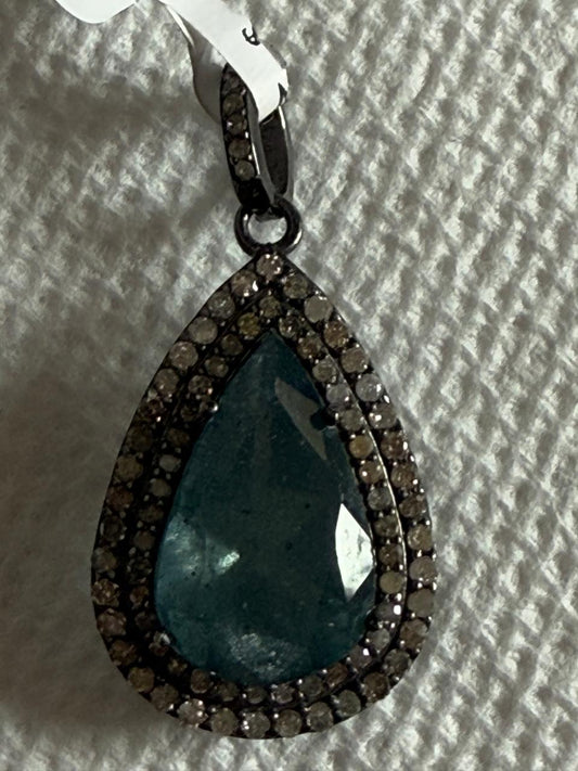 Aquamarine Diamond Pendant
