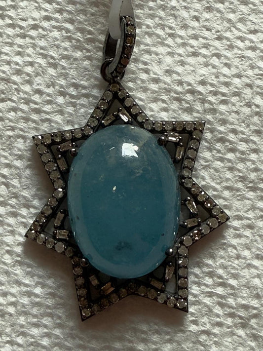 Aquamarine Diamond Pendant