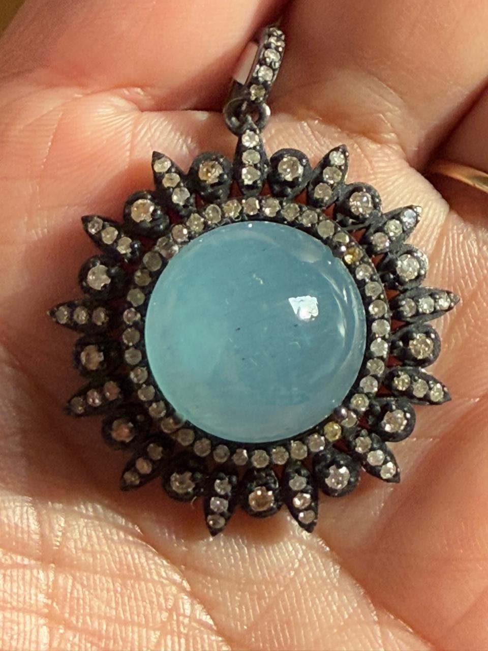 Aquamarine Diamond Pendant