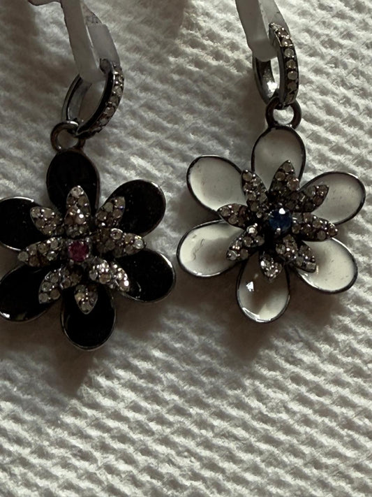 Flower Enamel Ruby Diamond Pendant