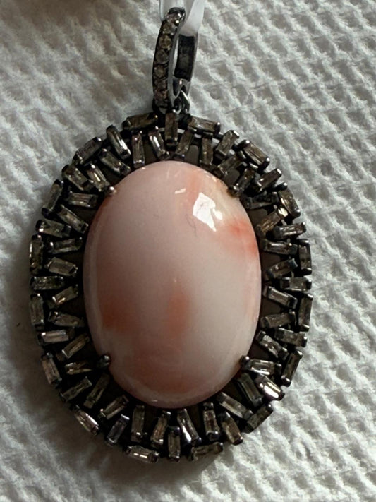 Coral Baguettte Diamond Pendant