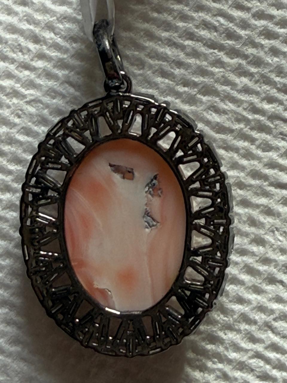 Coral Baguettte Diamond Pendant