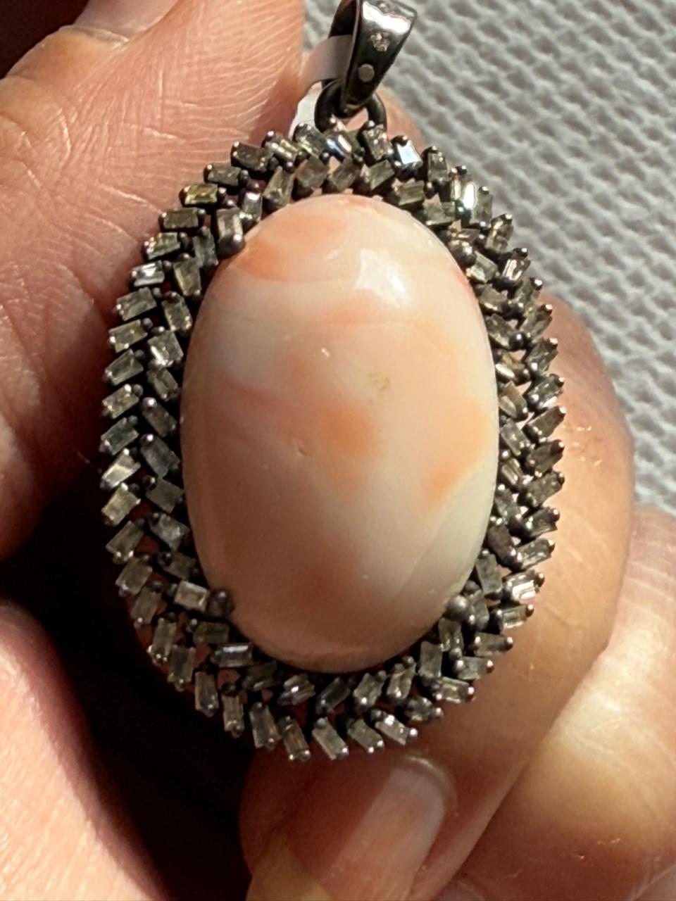 Coral Baguette Diamond Pendant