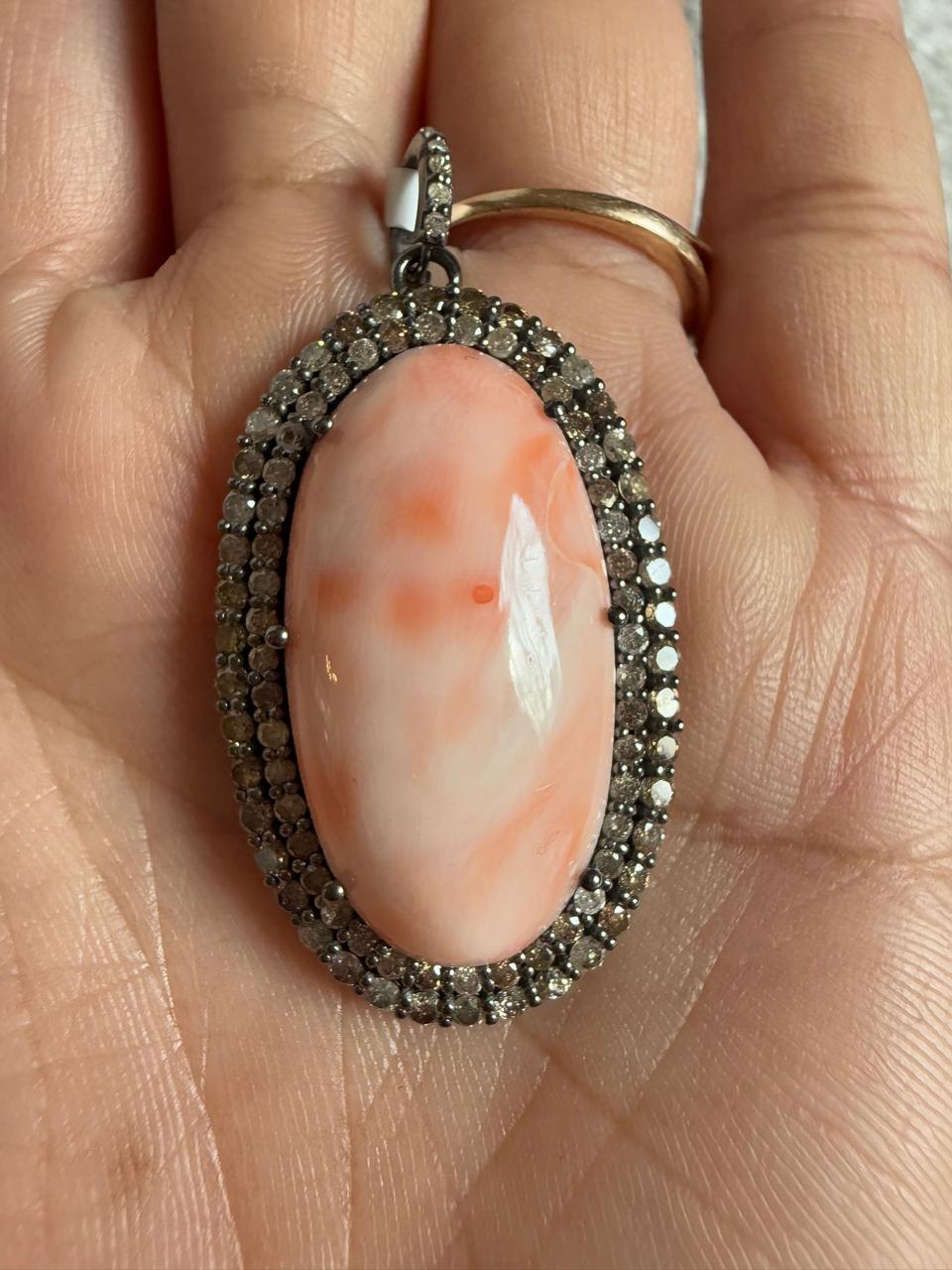 Coral Diamond Pendant