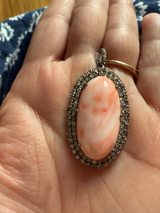 Coral Diamond Pendant