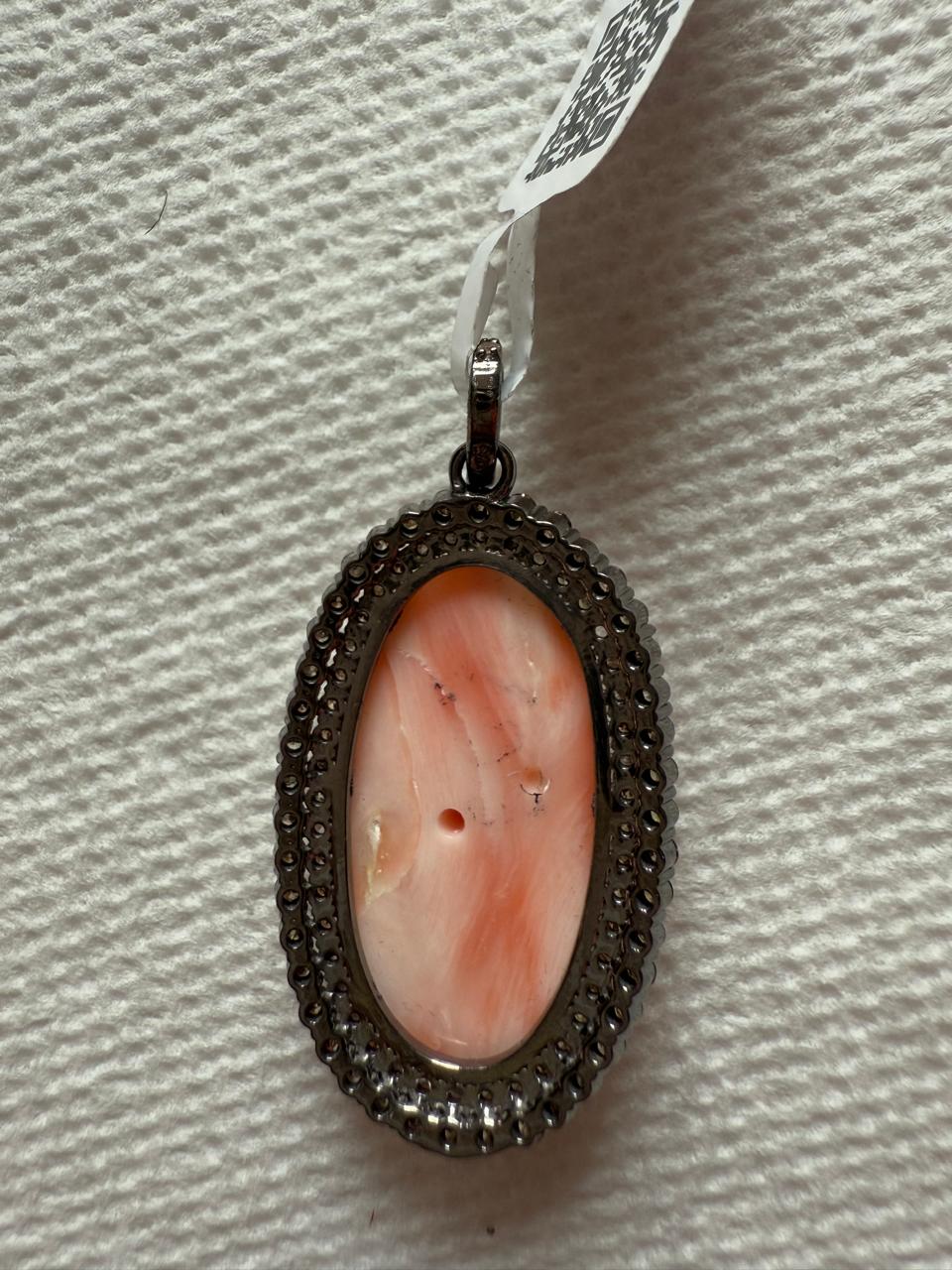 Coral Diamond Pendant