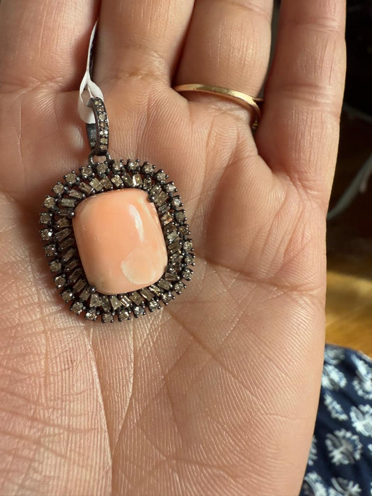Coral Diamond Pendant