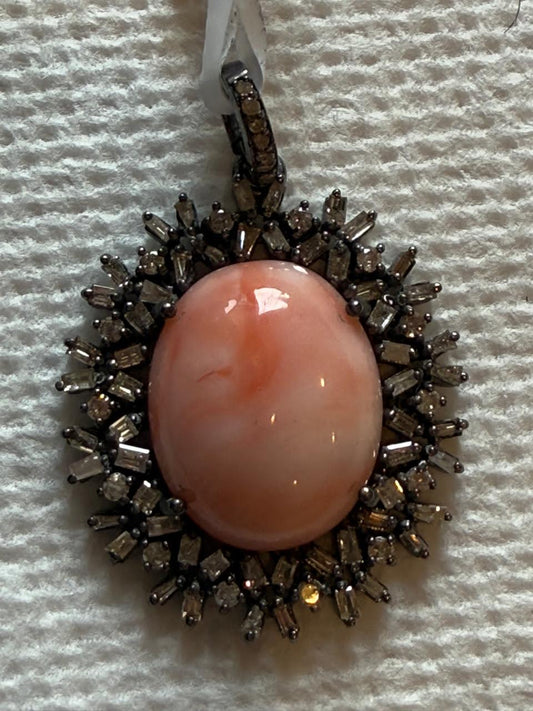 Coral Baguette Diamond Pendant