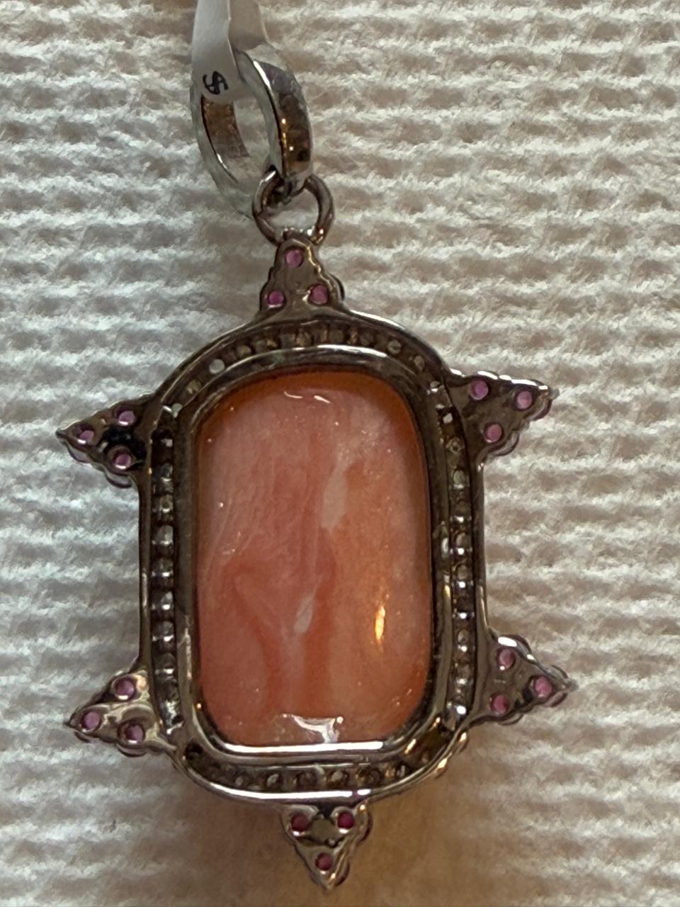 Coral Ruby Diamond Pendant