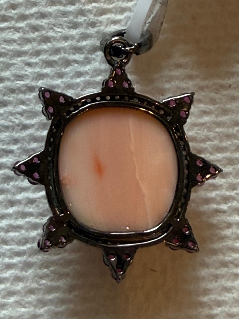 Coral Ruby Diamond Pendant