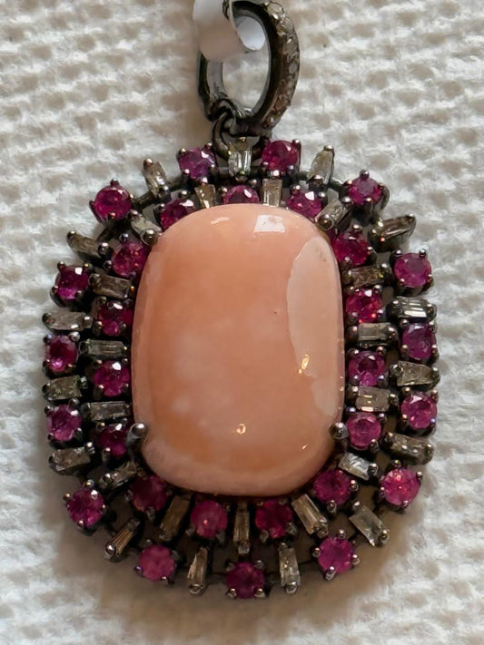 Coral Diamond Pendant