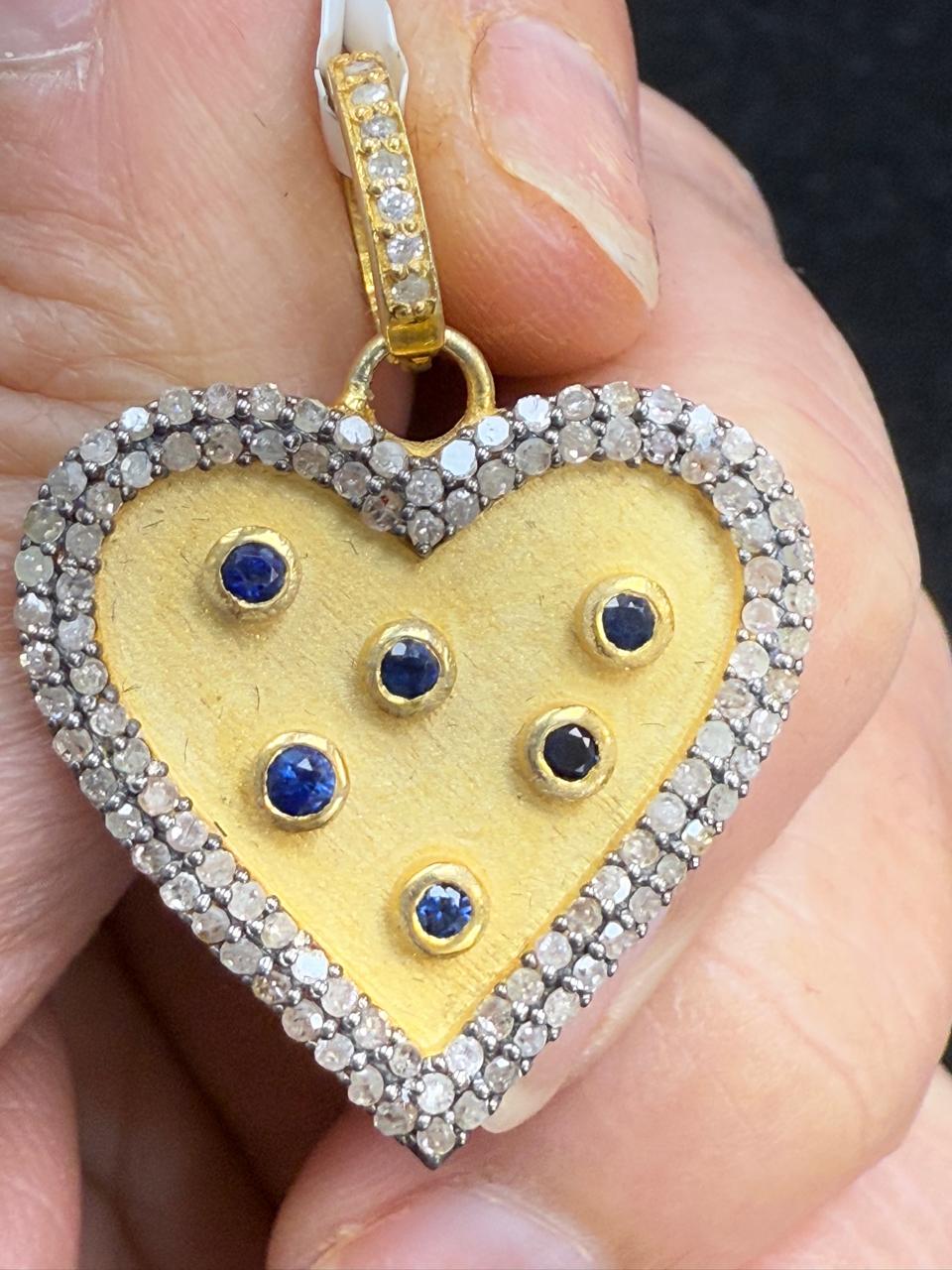 Heart Shape Silver Pave Diamond Pendant