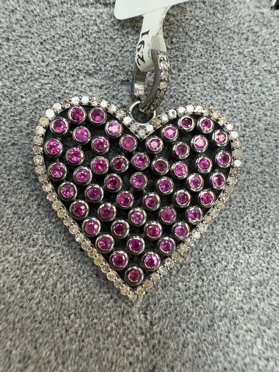 Heart Diamond Pendants. Genuine handmade pave diamond Pendant