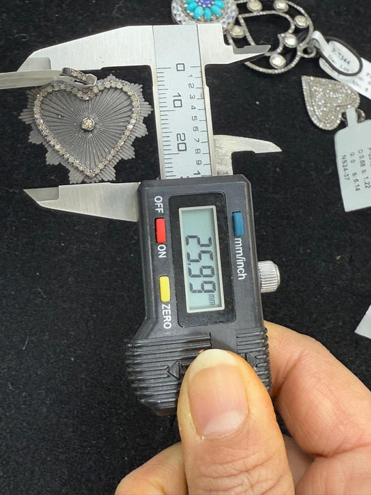 Heart Shape Matte Silver Pave Diamond Pendant