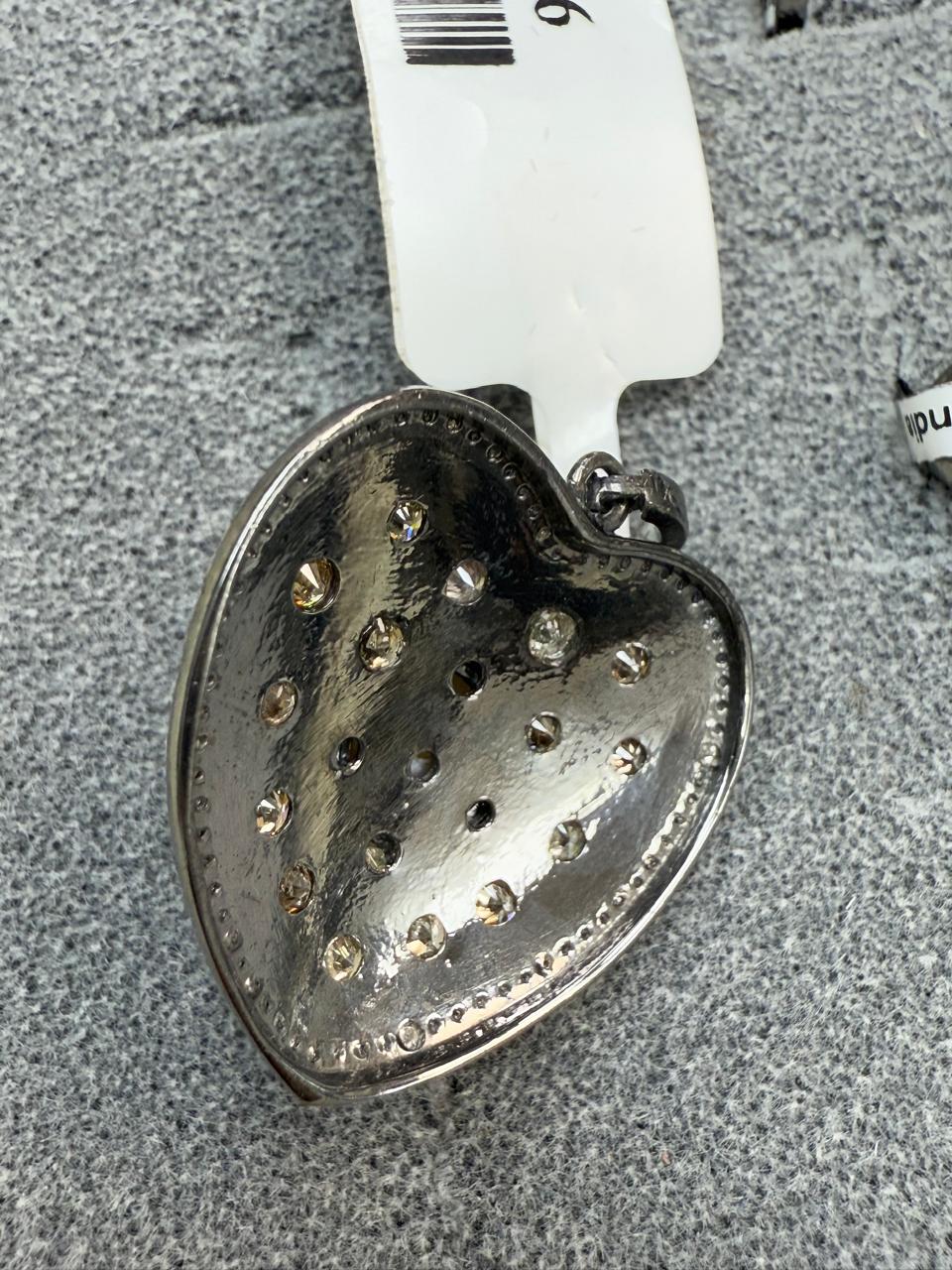 Heart Diamond Pendants.Turqouise & Pearl Genuine handmade pave diamond Pendant