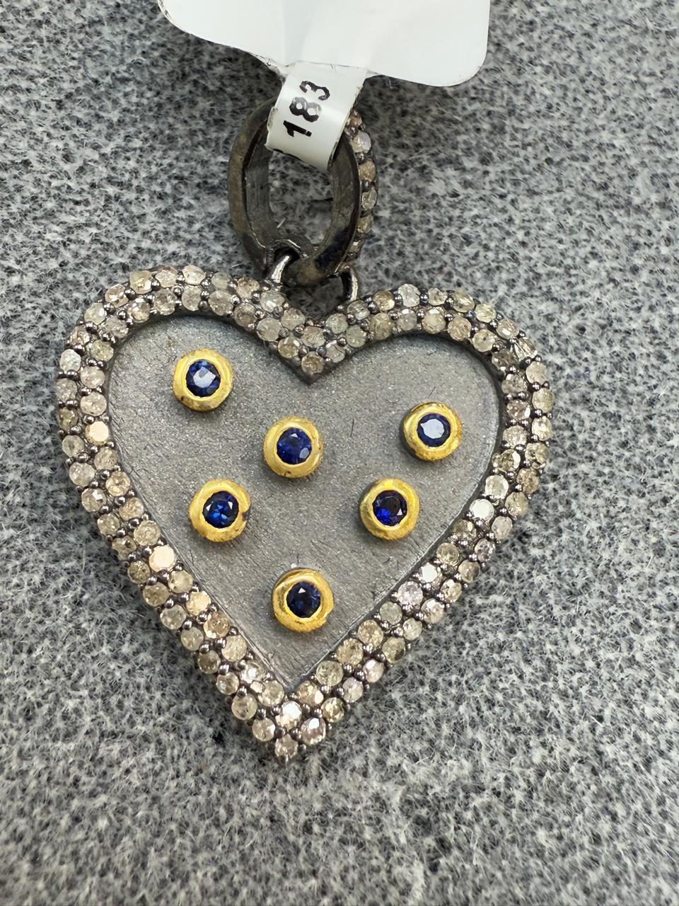 Heart Shape Silver Pave Diamond Pendant