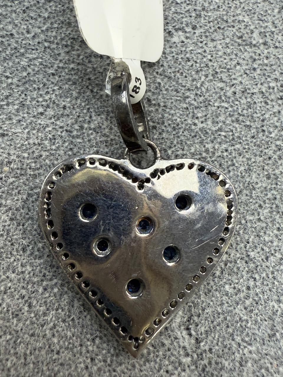 Heart Shape Silver Pave Diamond Pendant
