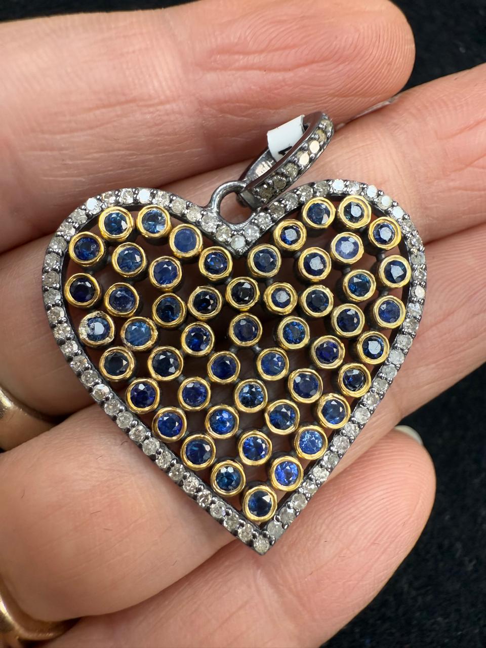Heart Diamond Pendants. Genuine handmade pave diamond Pendant