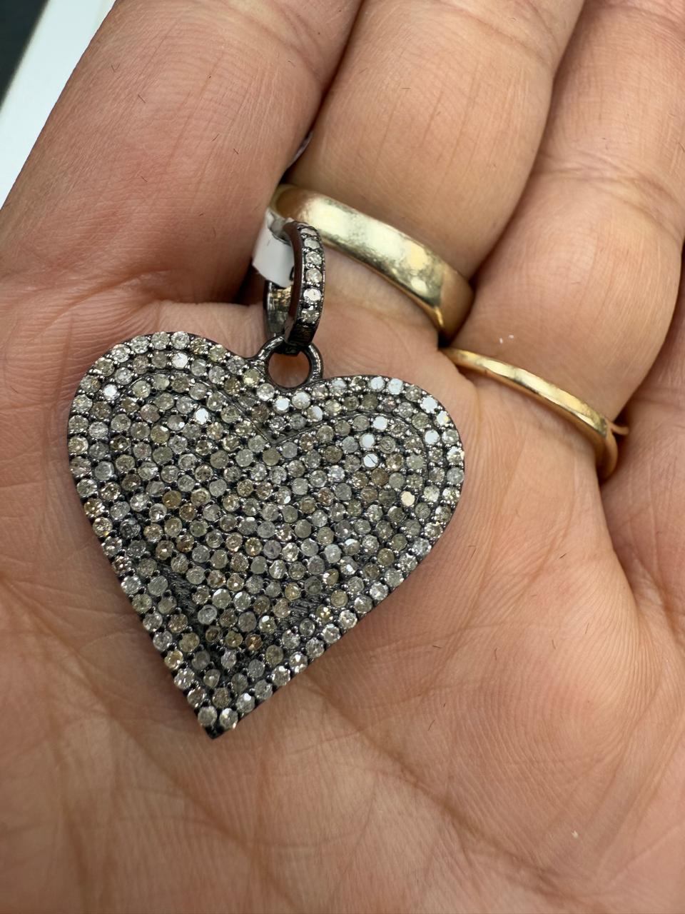 Heart Diamond Pendants. Genuine handmade pave diamond Pendant