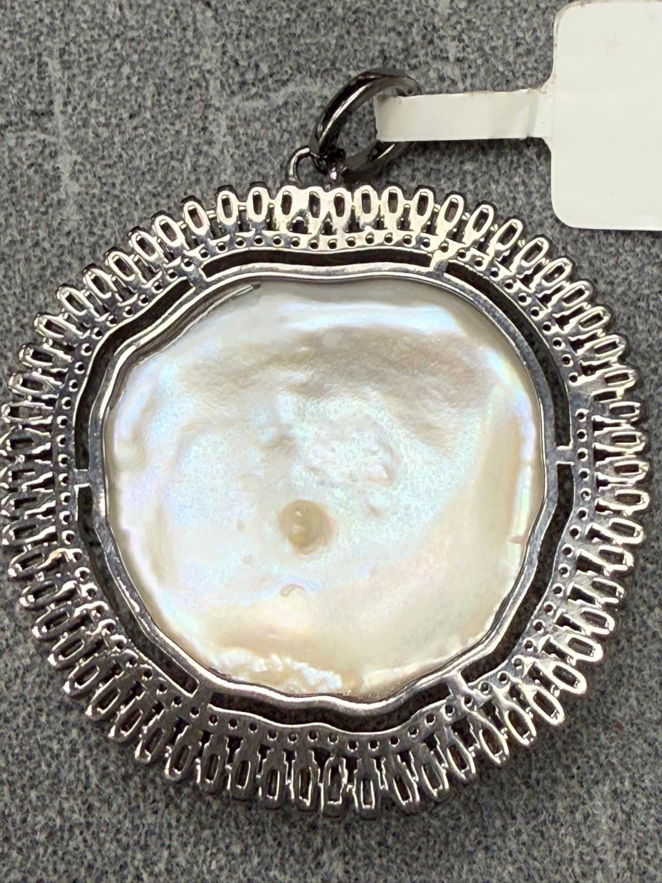 Pearl Baguette Diamond Pendant