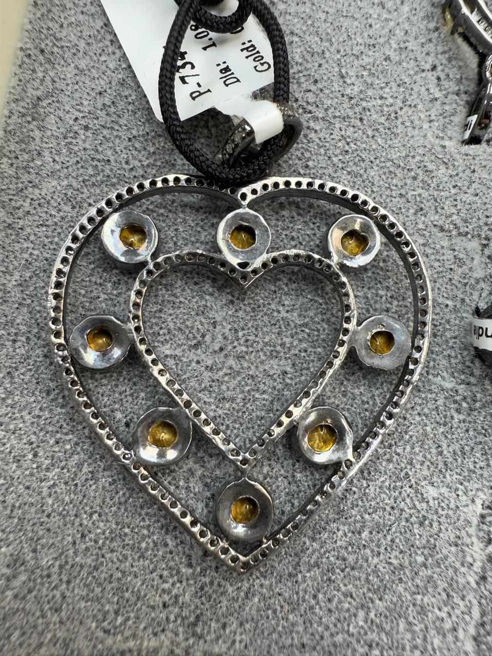 Heart Diamond Slices Pendants. Genuine handmade pave diamond Pendant