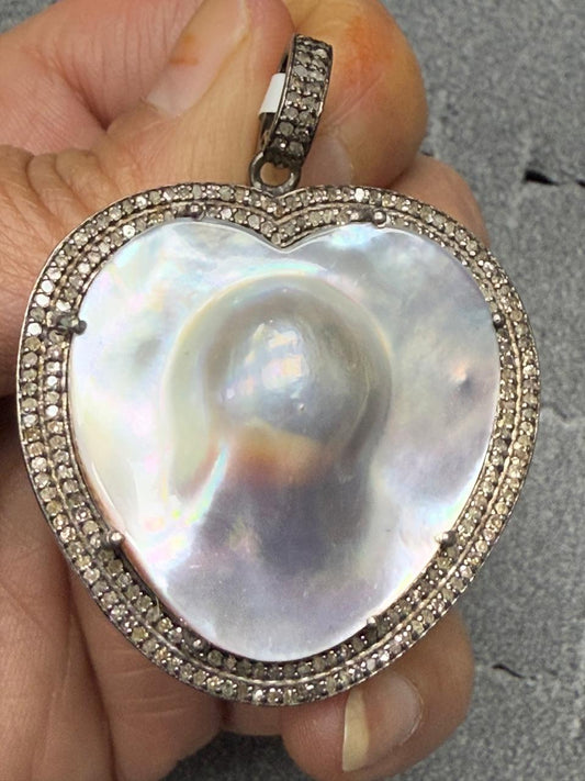 Heart Pearl Diamond Pendant