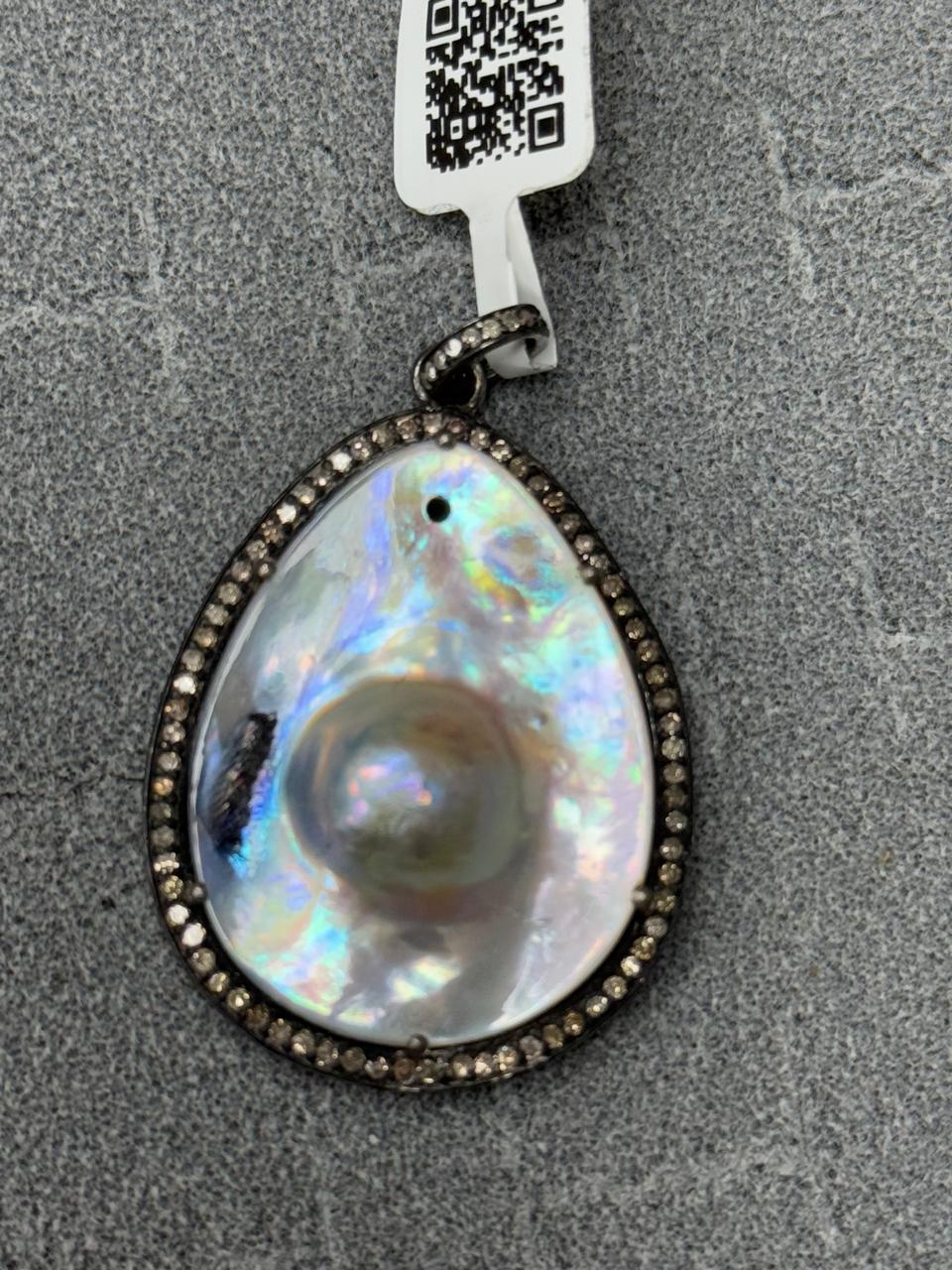 Drop Pearl Diamond Pendant