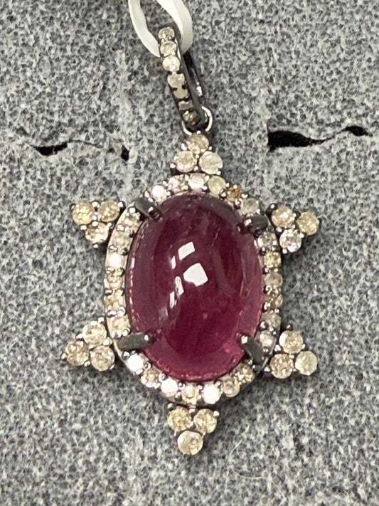 Tourmaline Pave Diamond Pendant