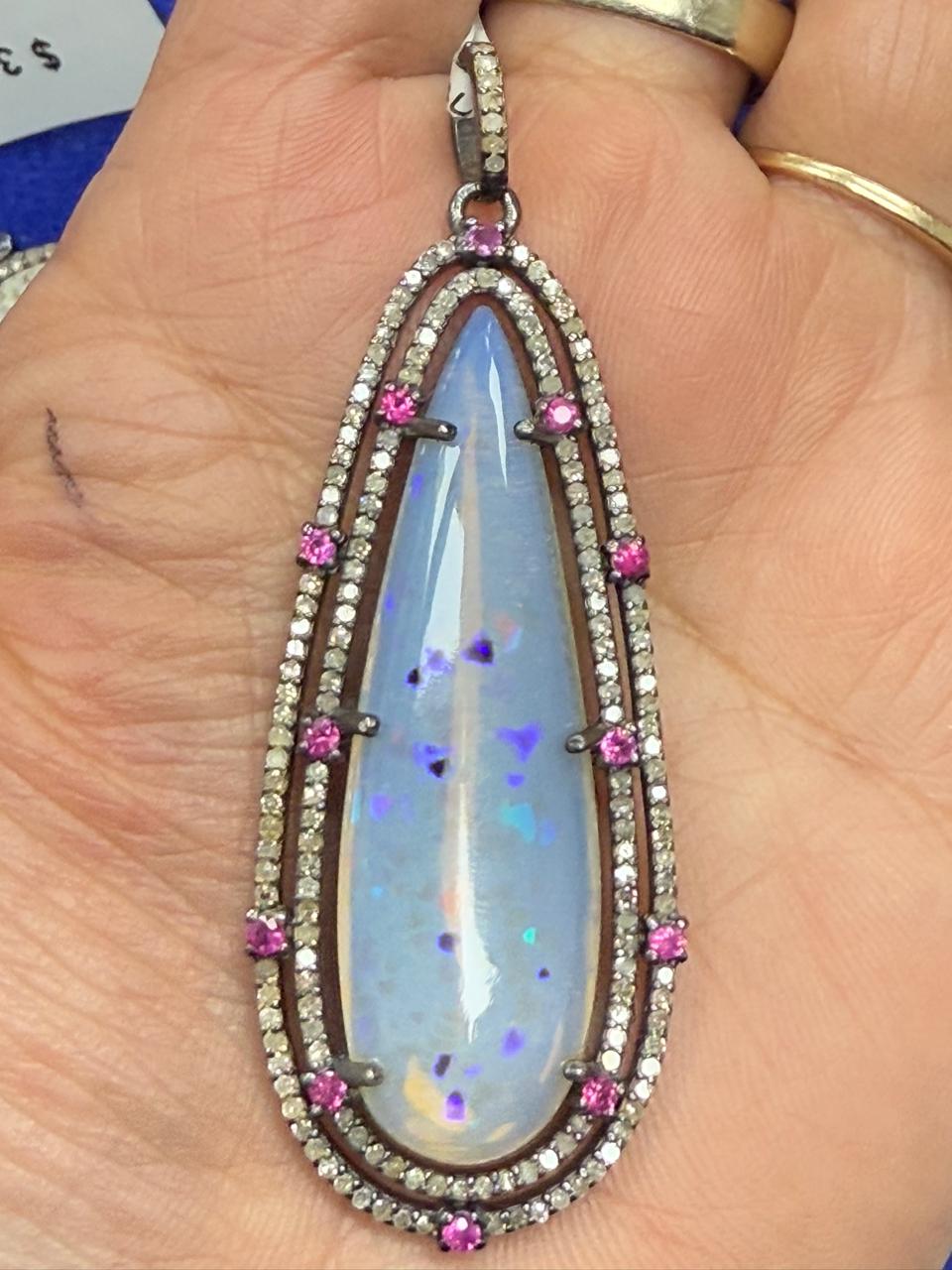 Opal Ruby Diamond Pendant