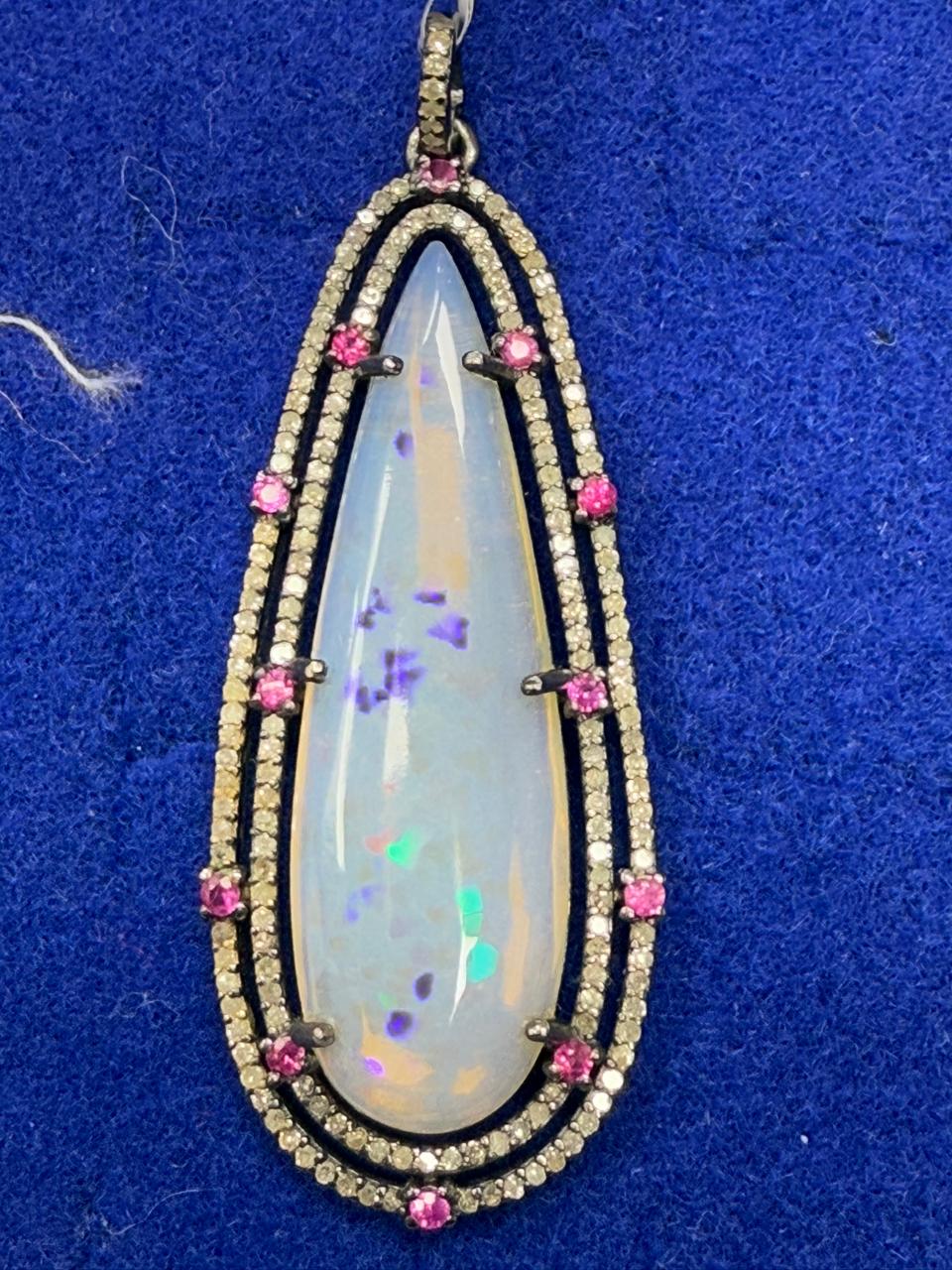 Opal Ruby Diamond Pendant