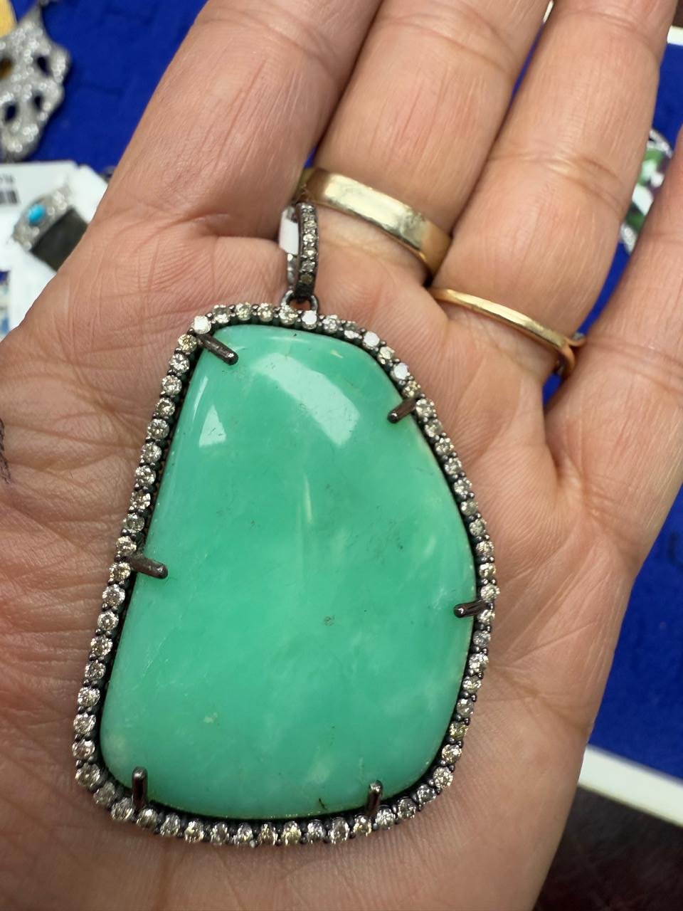 Chrysoprase Diamond Pendant