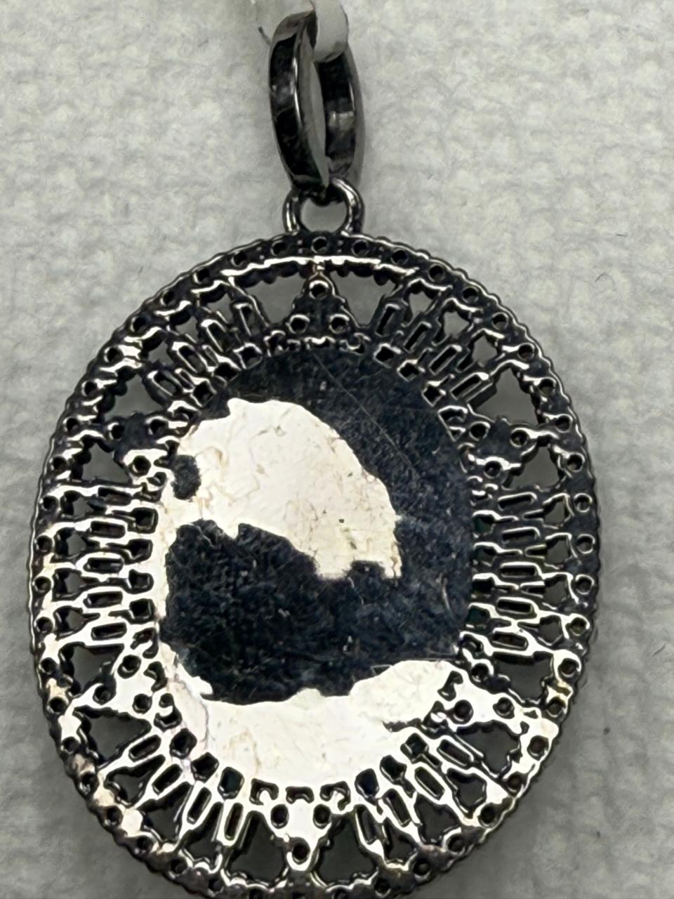 Turqouise Pave Silver Baguette Diamond Pendant