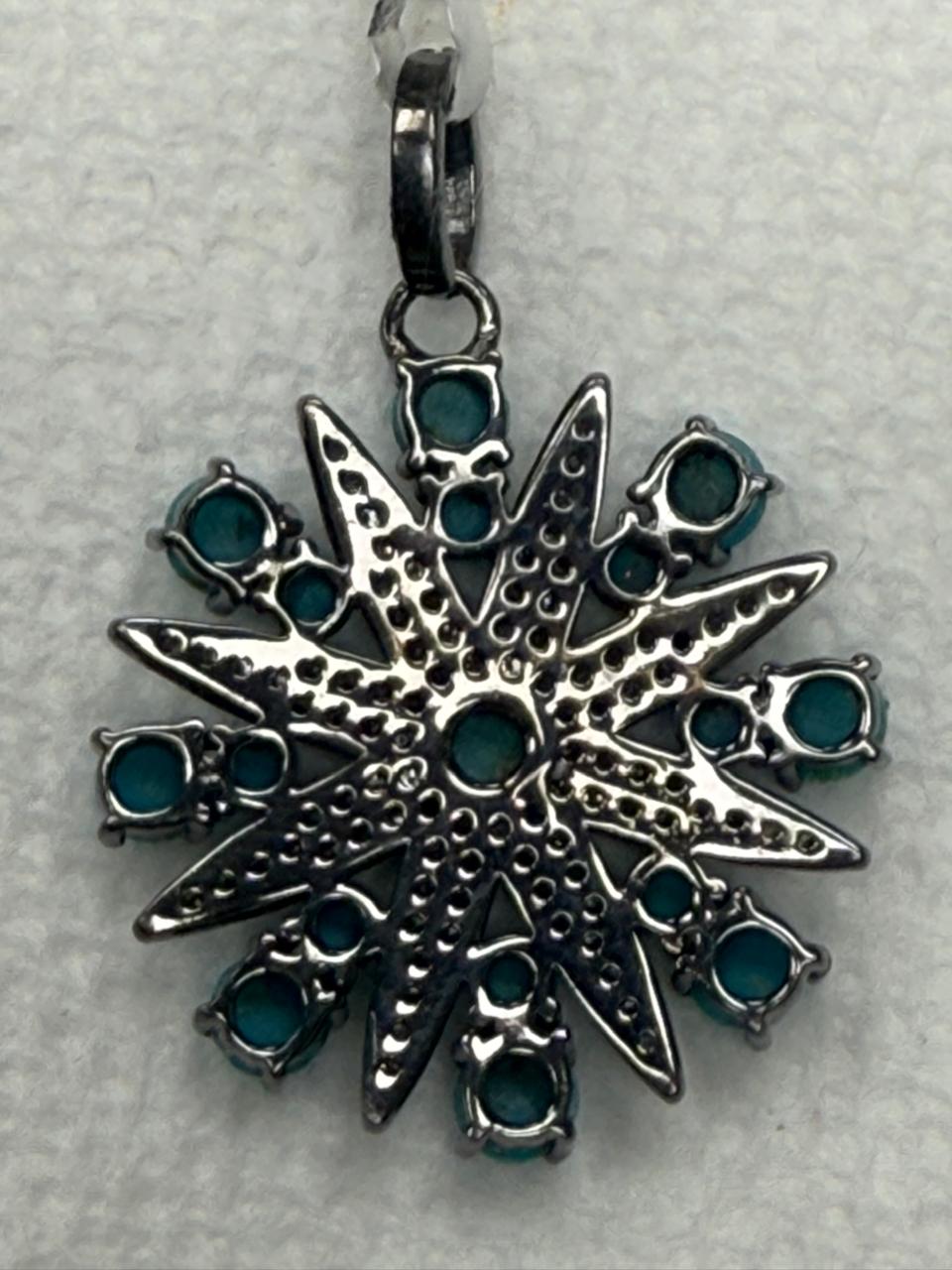 Turqouise Pave Silver Diamond Pendant