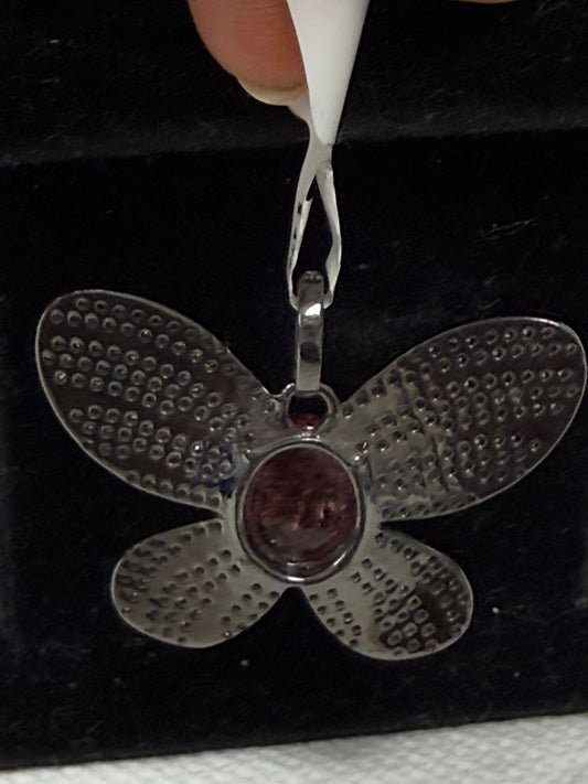 Butterfly Pave Diamond Pendant With Tourmaline Stone