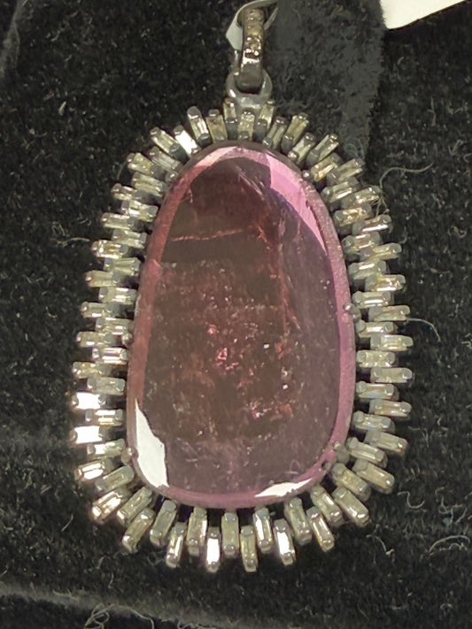 Tourmaline Stone Pave Diamond Pendant