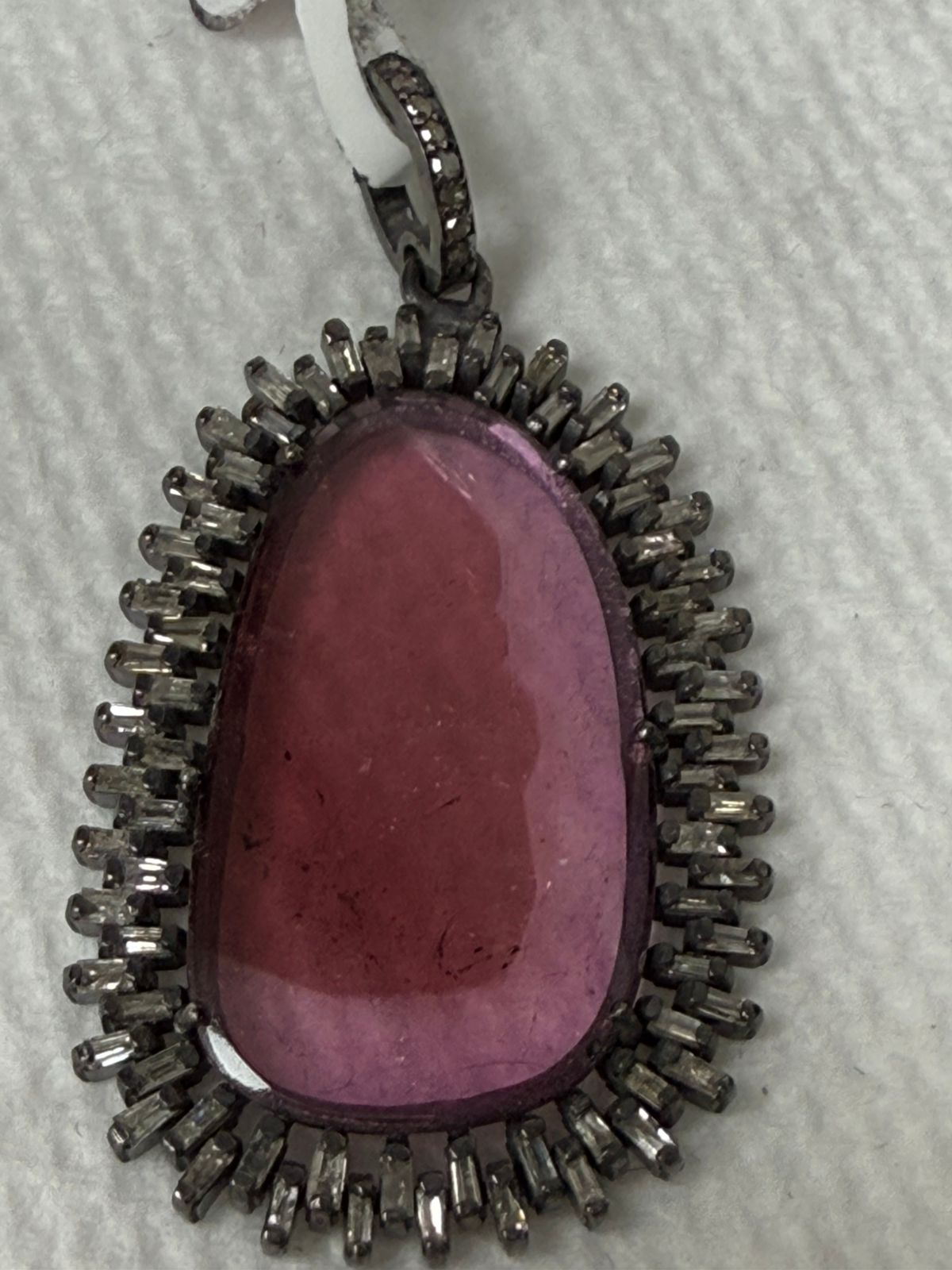 Tourmaline Stone Pave Diamond Pendant