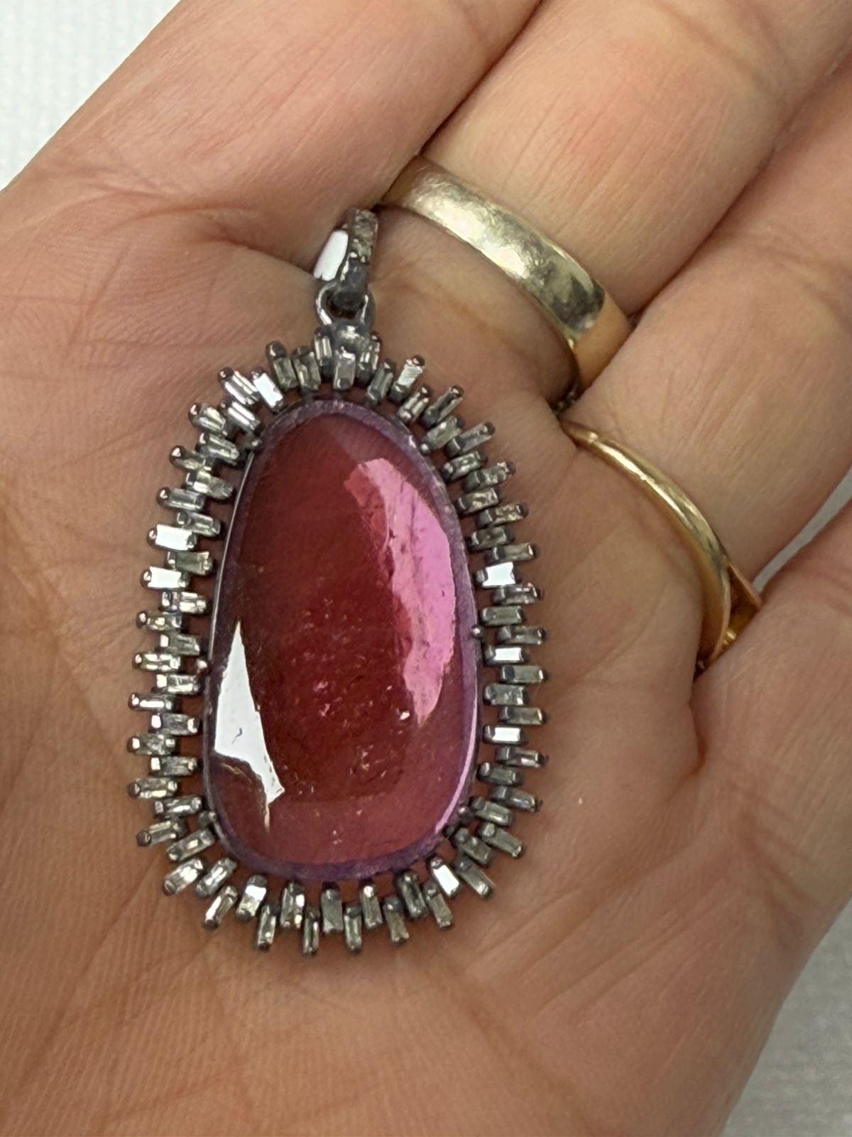 Tourmaline Stone Pave Diamond Pendant