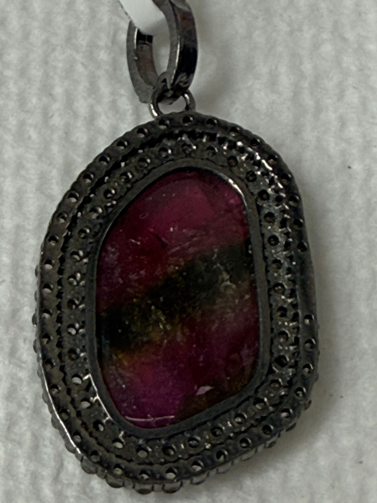 Tourmaline Pave Silver diamond pendant