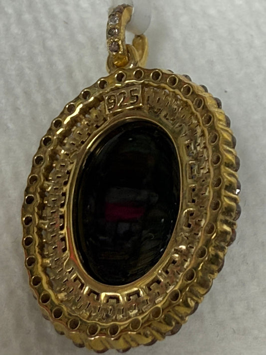 Tourmaline Stone Baguette Pave Diamond Pendant