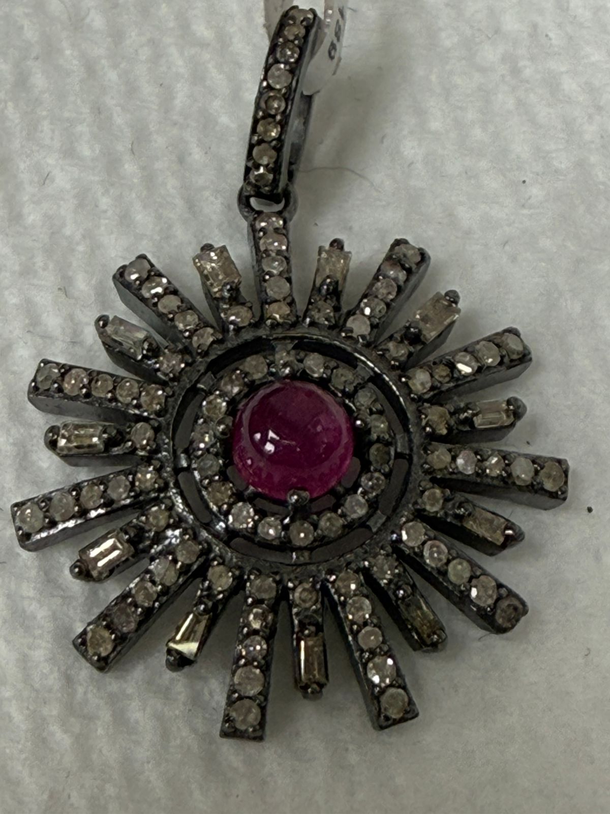 Tourmaline Pave Silver diamond pendant