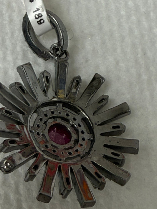 Tourmaline Pave Silver diamond pendant