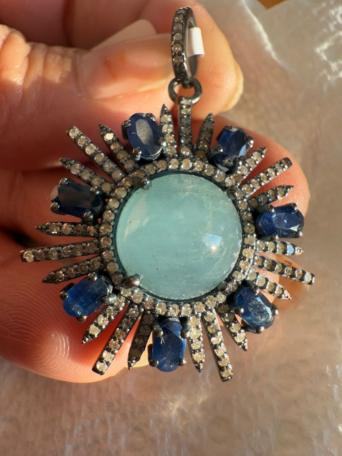 Moss Aqua Diamond Pendant