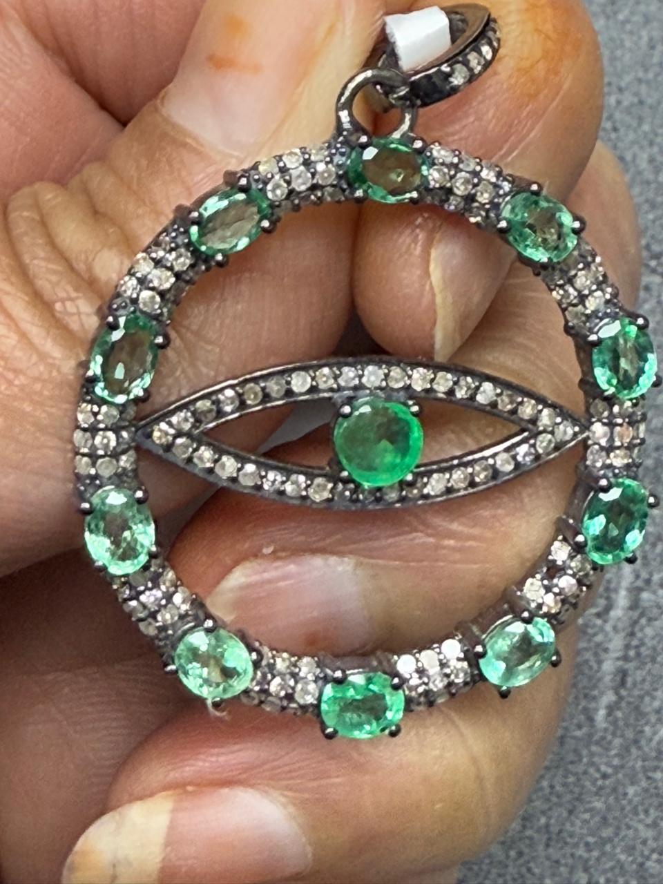 Evil Eye Pave Diamond Pendant